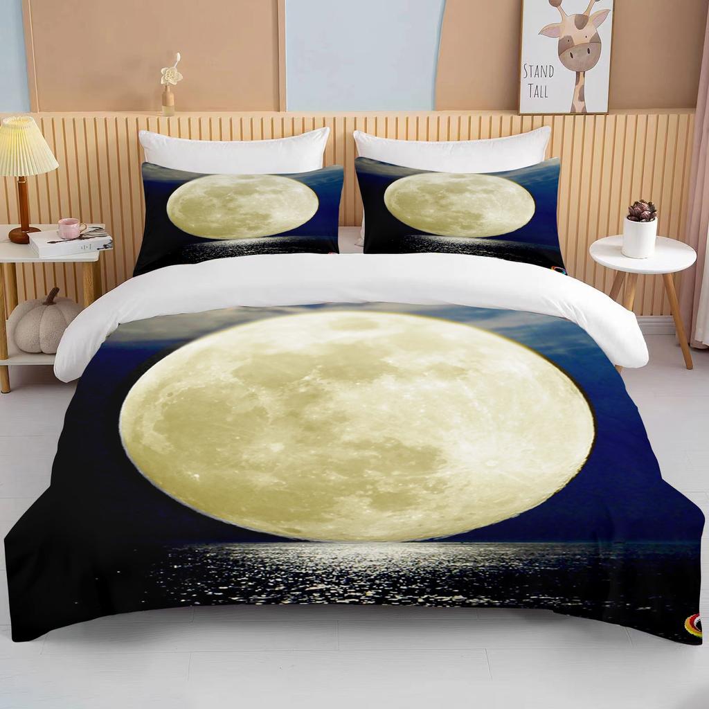 Комплект постельного белья «Луна» с ночным видом, комплект пододеяльников с наволочкой, постельное белье King Queen, полный двойной одинарный размер, Роскошное постельное белье, декор