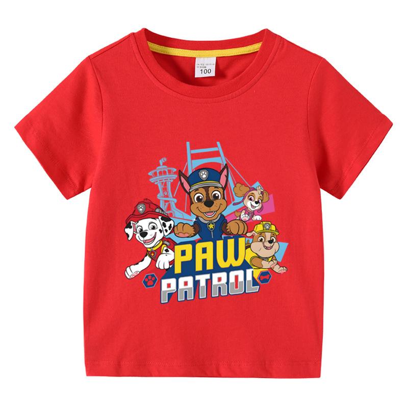 Paw Patrol Kids Clothing Tees Summer Printed Cartoon Fashion Short Sleeve Boys T-shirt Popular Design Children's Tshirt Crewneck