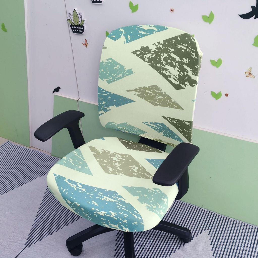 Чехол на вращающееся офисное кресло и подушку из эластичной ткани с принтом