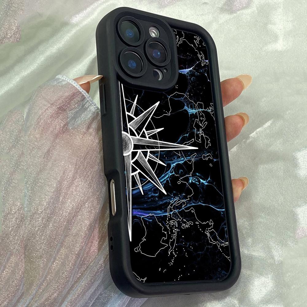 JT193 Чехол-компас-навигатор для iPhone 17 16 15 14 Pro Max Samsung S26 S25 Ultra A17 A16 A07 A56 A06 A55 Xiaomi 15T Redmi 15c 14C Мягкий ТПУ Чехол