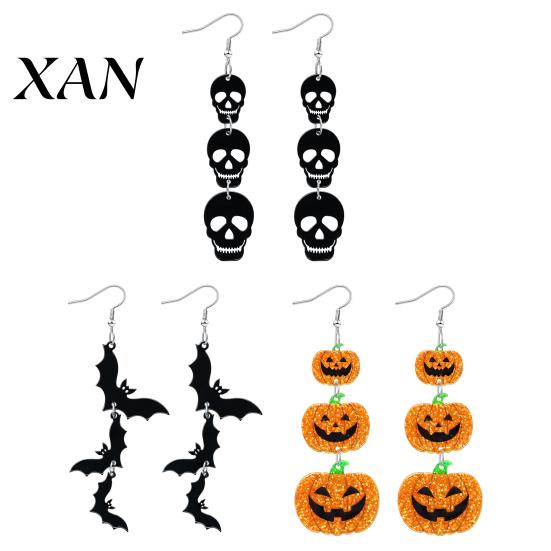 Cute Costume Earrings for Halloween Gifts 1 Pair Women, Acrylic Gothic Dangle Earrings, Creative Printed Spooky Bat Pumpkin Skeleton Drop Party Favors