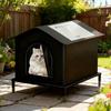 Уличный домик для кошек Погодоустойчивое приподнятое укрытие со съемной подушкой Утепленный домик для кошек Лежанка-гнездо для котят/маленьких собак