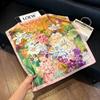 Premium printing neck small square scarf women's literary and retro polka dot cashew flower headscarf versatile accessories short silk scarf scarf s