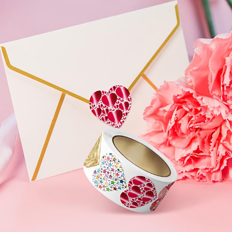 500 шт. цветная наклейка в форме сердца ко Дню святого Валентина, упаковка для подарков на день рождения, наклейка для приглашения на вечеринку, декоративная наклейка, этикетка для выпечки