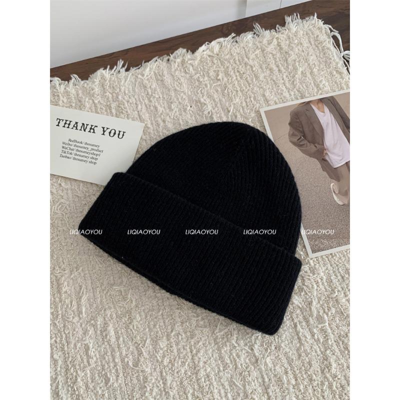 New Knitted Hat for Women In Autumn and Winter Korean Version Versatile High-quality Wool Hat Riding Warm Plus Velvet Thickened Cold Hat for Men