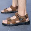 Men Sandals Black Leather Gladiator Sandals Outdoor Summer Roman Sandals for Men Beach Shoes Plus Size