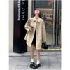 Khaki Mid-length Windbreaker Jacket for Women In Autumn New Design Casual Versatile Simple Coat