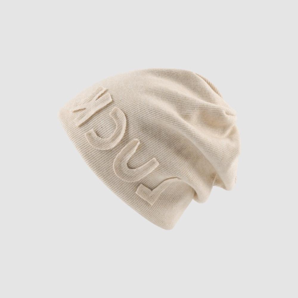 Elastic Letter Beanie Cap Solid Color Knitted Hat Fashion Ear Protection  For Men Women