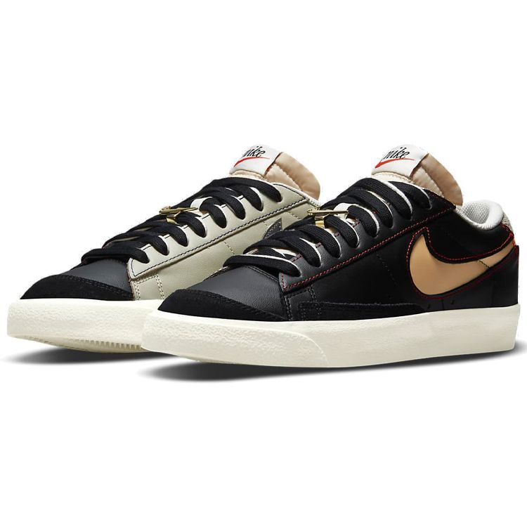 Nike Кроссовки Blazer Low 77 Premium со съемным Swoosh - Черные Унисекс Глубокий Королевский Синий Светло-Каменный DH4370-001