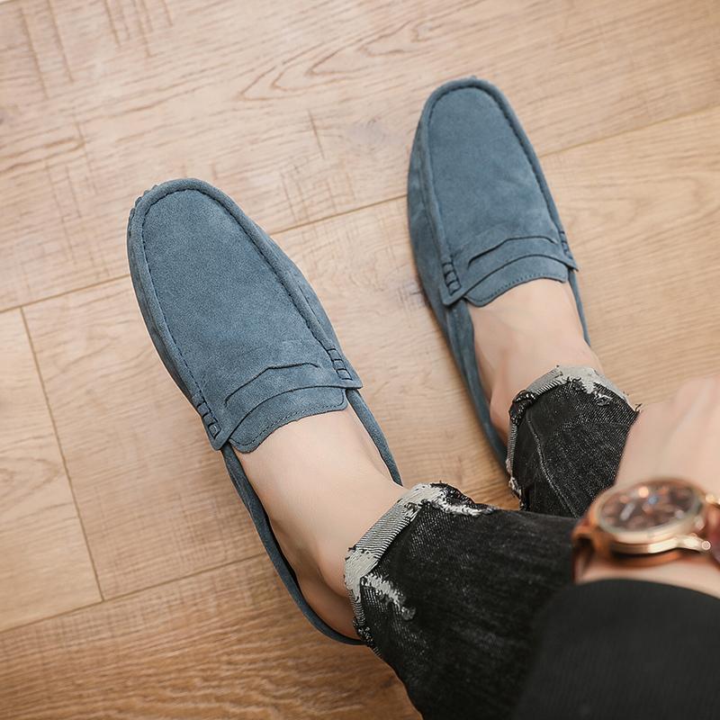 Fashion Leather Men Half Slippers Summer Breathable Mens Casual Shoes Slip-on Lazy Driving Shoes Comfortable Walking Loafers Moccasins