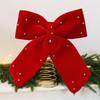 Christmas Tree Topper With Red Flannel Fabric Star And Bow For Holiday Decor