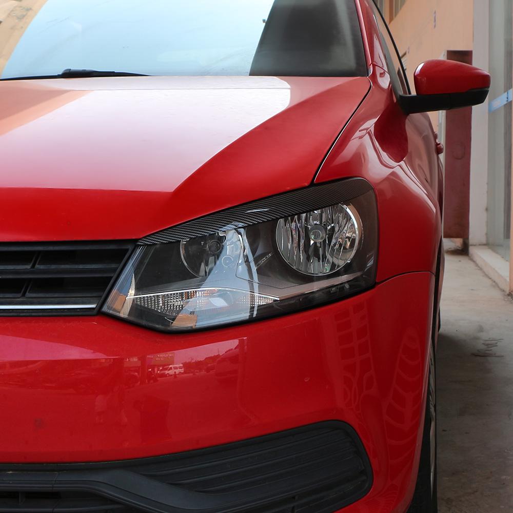2 шт. Накладки на фары автомобиля, имитация углеродного волокна, для VW Polo Mk5 6R 6C 2010 2011 2012 2013 2014 2015 2016 2017 2018