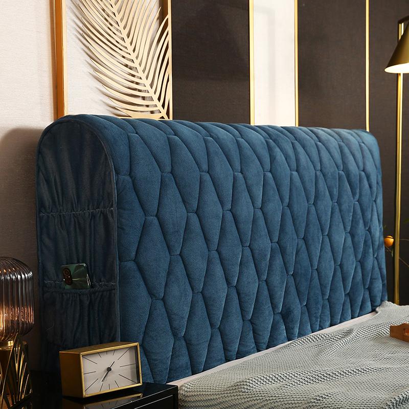 Роскошный утолщенный бархатный стеганый чехол на изголовье, однотонный высококачественный универсальный прикроватный чехол, мягкий плюшевый чехол на изголовье кровати