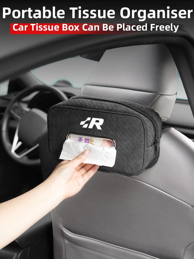 BIG1 Car In-vehicle Larger size Leather Checkered Tissue Storage Box For VW R Scirocco Beetle Golf Passat Polo Tiguan Sharan Touran