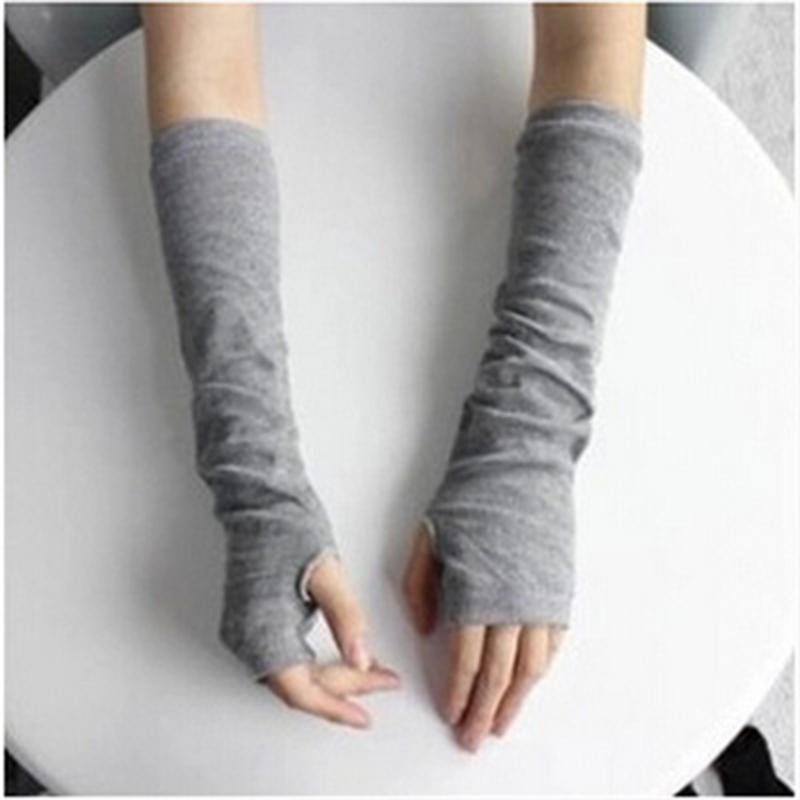 Модные женские зимние вязаные перчатки Зимние согревающие руки перчатки без пальцев длинные перчатки EMA