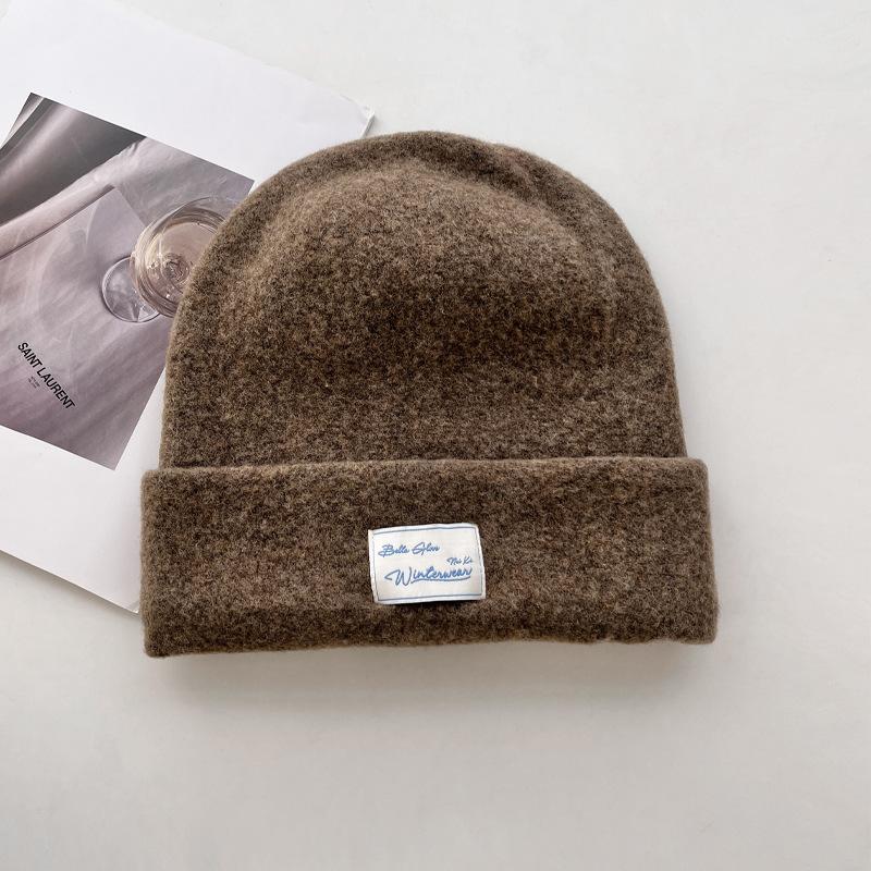 Корейская новая универсальная вязаная шапка из шерстяной смеси для женщин, осенне-зимняя, двухслойная, утолщенная, теплая, с защитой ушей, шерстяная шапка