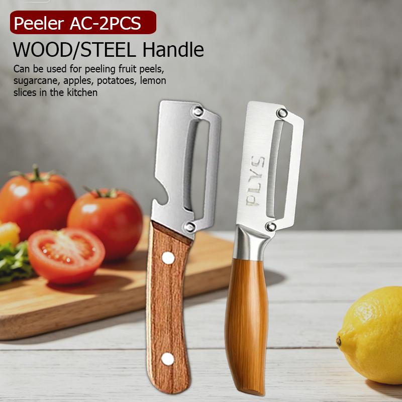 Multifunction Vegetable Fruit Peeler Stainless Steel Kitchen Slicing for Bottle Opener Fruit Peeler with Wood/Steel Handle7