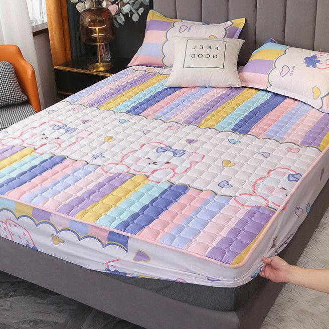 17 цветов стеганый наматрасник с принтом Нескользящая простыня Queen King наматрасник пылезащитный чехол