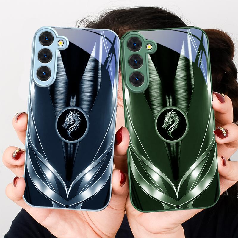 Серый чехол для телефона из стекла с узором золотого дракона Для Samsung S26 S22 S8 9 10 S20 Ultra S21 Pro S22 Plus S23 FE S24Ultra S25 Edge S24+