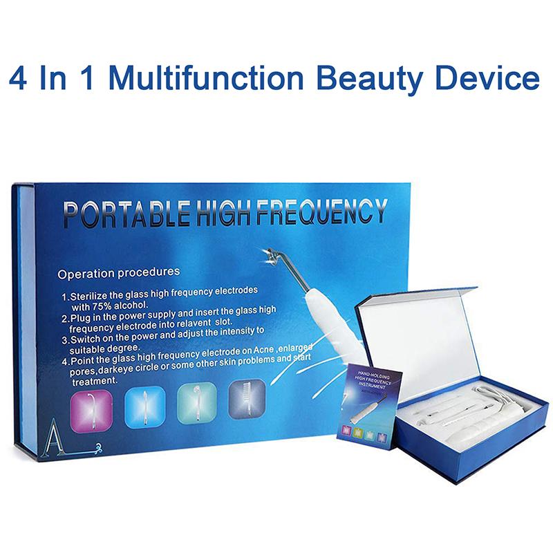 4-в-1 Высокочастотная палочка для лица Портативная Электротерапия Стеклянная трубка Электрод для лица Терапевтическая палочка Уход за лицом Удаление пятен от акне