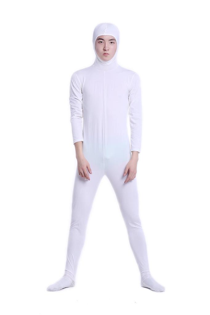 Omoshiro Club Zentai XXS Подходит для 120 см - 130 см Открытый костюм-кигуруми, Костюм на все тело, Белый, Детский размер, Высокий, Лицо, (SS03-2H)