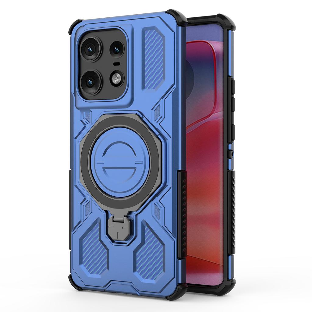 Магнитный чехол для Motorola Edge 50 Pro 5G, вращающаяся металлическая подставка, задняя крышка телефона из ПК+ТПУ