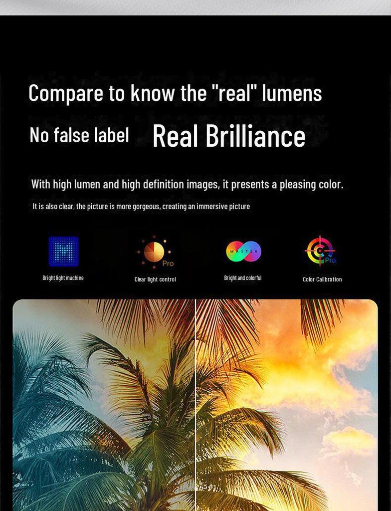 Трансграничный портативный HD-проектор с коррекцией трапецеидальных искажений для домашнего кинотеатра и боковой/фронтальной проекции