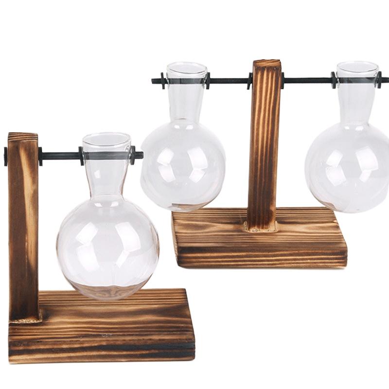 1 шт. Стеклянный контейнер для цветочной композиции с зеленью, домашняя гидропонная ваза, настольное украшение, деревянная рама, прозрачные декоративные элементы