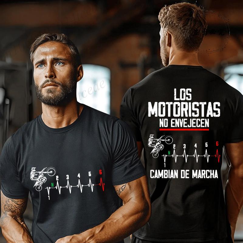 Spanish Motorcycle Biker Tshirt Los Motoristas No Envejecen Print Tee Dirt Bike Rider Birthday Gift For Unisex Unisex Street Tops