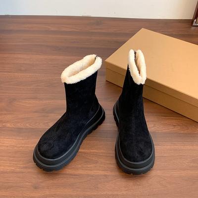 Модные зимние плюшевые женские короткие ботинки Модные ботильоны на платформе и толстом каблуке Осень Зима Теплая обувь 2025 Новинка