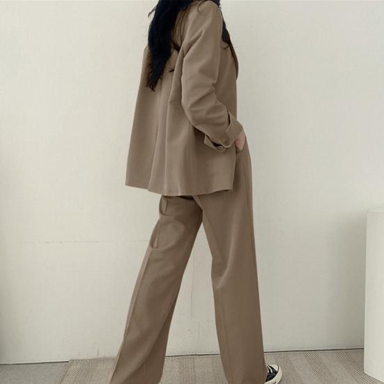 Женский весенне-осенний костюм, пальто с лацканами, длинными рукавами и карманами с клапанами, однотонный свободный крой, повседневный блейзер, рабочая одежда