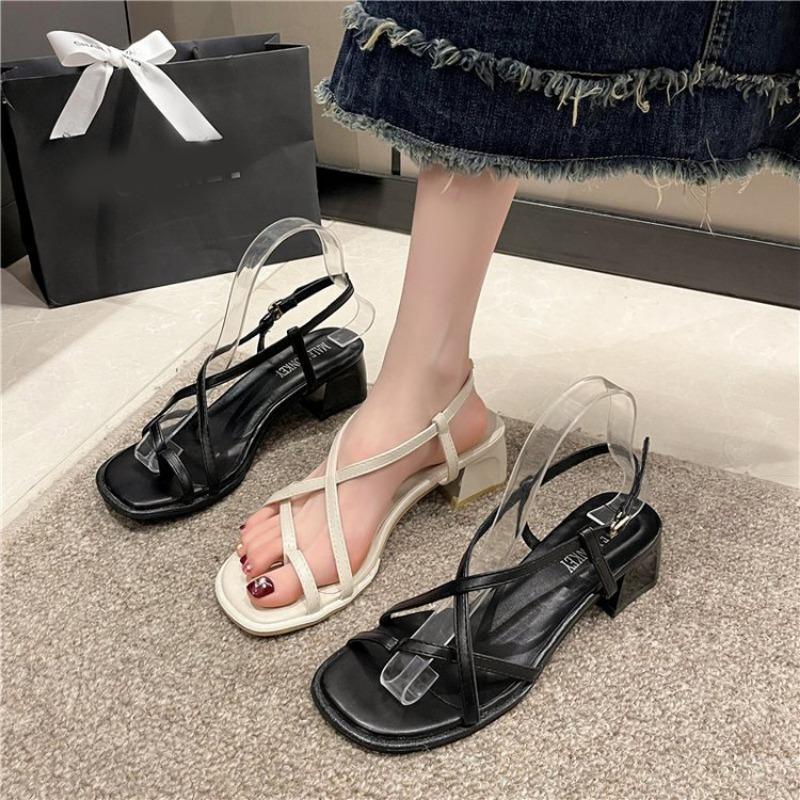 Модные сандалии Женские Летняя мода Женские сандалии 2025 Римские Толстый Средний каблук Сандалии Удобная обувь для женщин Шлепанцы Сандалии