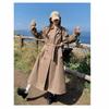 Light Brown British Style Lace-up Windbreaker Jacket for Women Spring and Autumn New Long Casual Coat