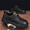 2024 Fashion Men's Casual Shoes New Soft Rubber Solid Colors Non Slip Leather Shoes Man Casual Leather Round Head Lace Up Shoes