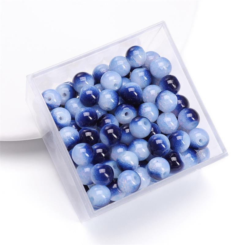 Комплект браслетов из бисера Summer Jelly Gold Glitter: Двойные стеклянные круглые бусины и полусахарные пузырчатые бусины