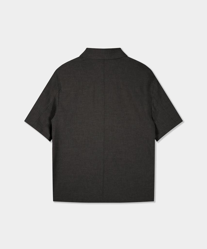 BIRBANTE Comfort Open Collar Half Shirt - Charcoal