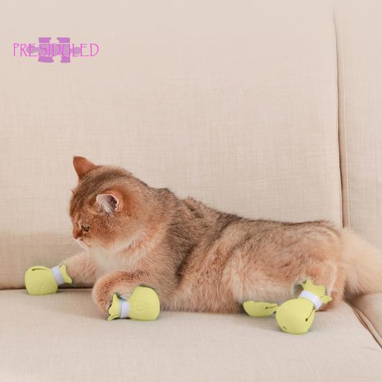 4 шт., чехол для ног кошки, защита от протечек, мягкие выпуклые точки, защита от царапин, силиконовая защита кошачьих лап, товары для домашних животных