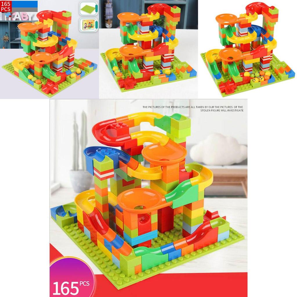 Colorful 165pcs Classic Marble Run Maze Ball Race Track Building Blocks Set For Kids
