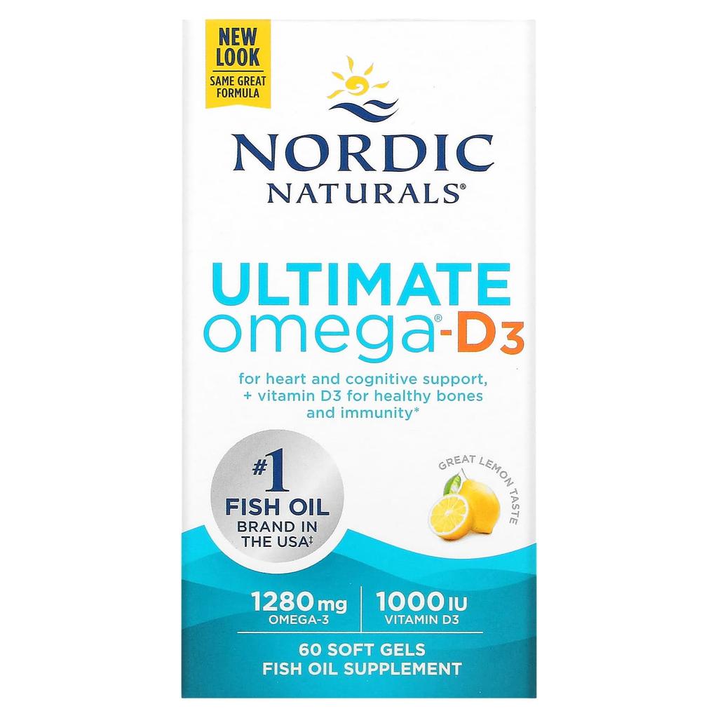 Nordic Naturals Ultimate Omega-D3, Lemon Flavor, 60 Softgels
