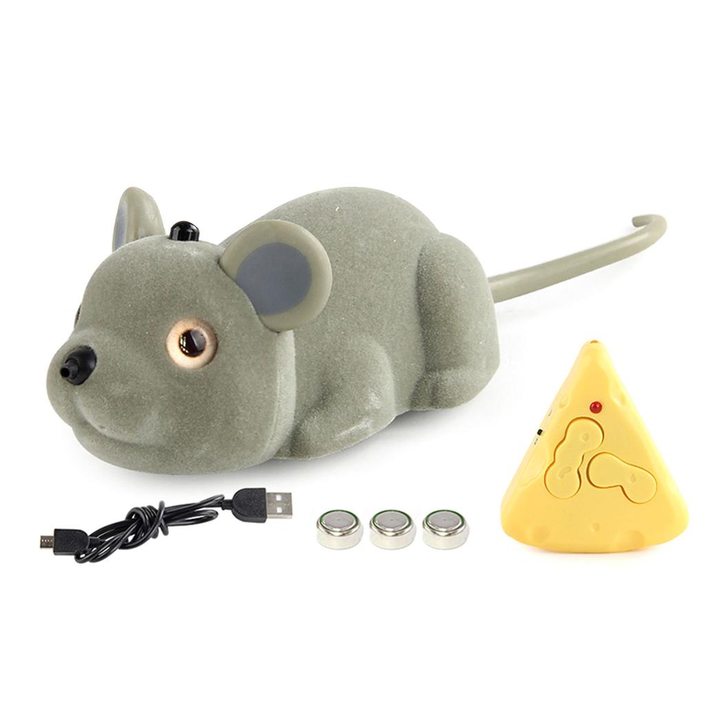 Wireless Simulation Mouse Cat Toy for Indoor Kitten Remote-Controlled Cat Toy Soft Flocking Mouse Kitten Training