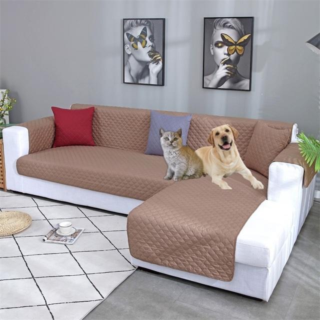 Waterproof L Shape Pet Sofa Covers For Living Room Corner Couch Cover Non Slip Pet Kids Dog Quilted One -Piece Sofa Mat Slipcover