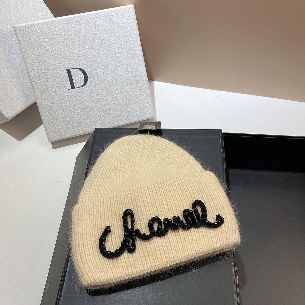 Жемчужная Шляпа Кроличий Мех Теплая Вязаная Шапка Женская Модная Зимняя Холодная Шапка Увеличить И Удлинить Двухслойные Края Шапка