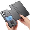 Leather Wallet Case for IPhone 17 Pro Air 15 14 13 12 16 Pro Max Plus Magsafe Case 2 in 1 Detachable Magnetic Flip Cover Holder