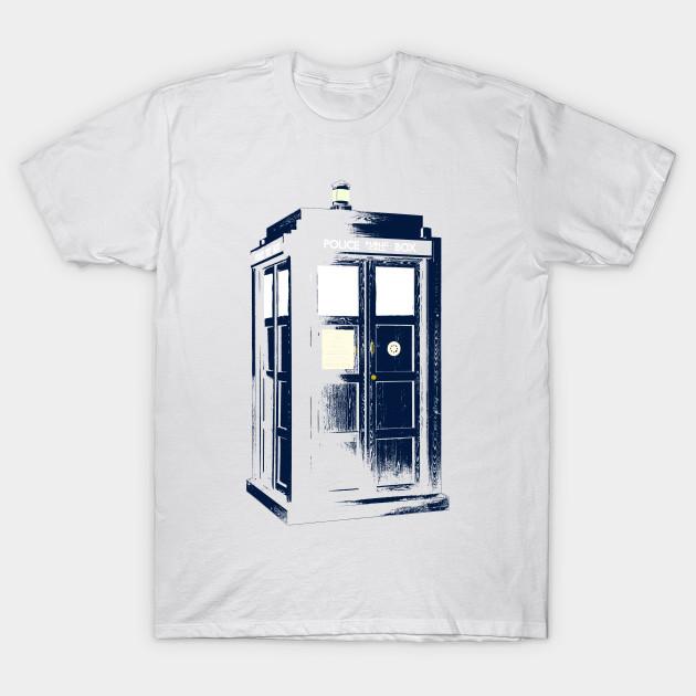 Asian Size Men Print T-shirt Tardis No-Cut Heat Transfer Print Cotton Tshirt