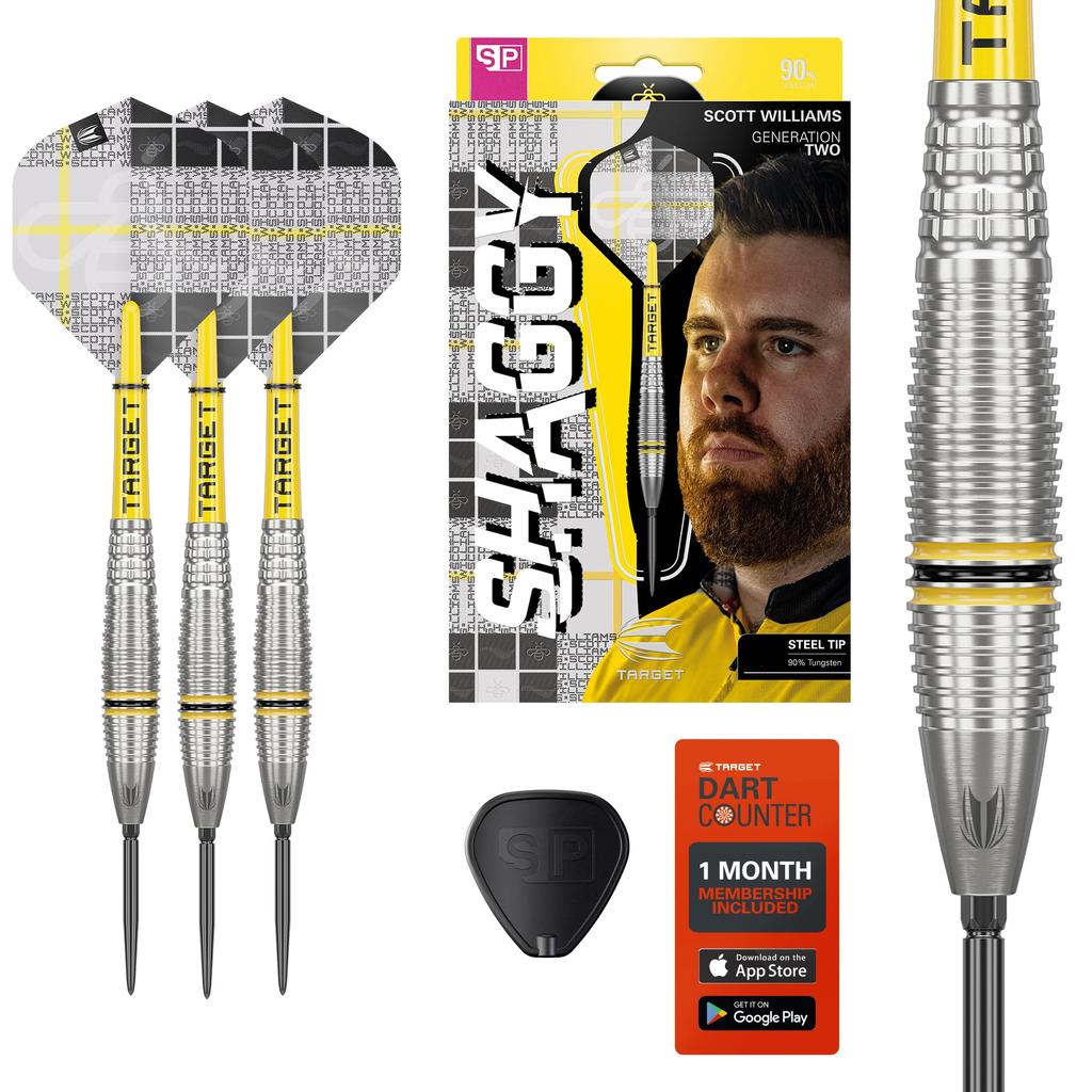 TARGET Darts Scott Williams Genaration 2 Steel-Tip Dart Set, 23G | 90% Tungsten Darts, Pro Ultra No. 2 Flights, ProGrip Tag Shafts & SP Tool