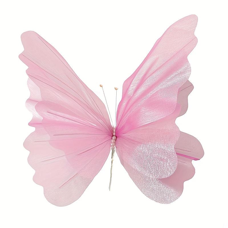 Романтичная глянцевая большая бабочка из розовой марли, 1 шт., украшение - регулируемые крылья, идеальное цветочное украшение, украшения для вечеринки в виде бабочек