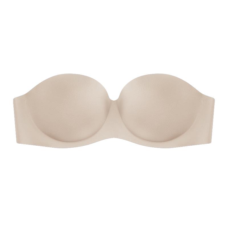 Women's Strapless Invisible Bra Replaceable Sheer Buckle Braletter Push Up Half Cup Tank Top Sexy Underwear