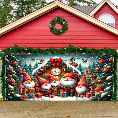 1pc2D Flat Christmas Garage Door Banner for Party Holiday Decoration Home Decoration No Power Required Wsj