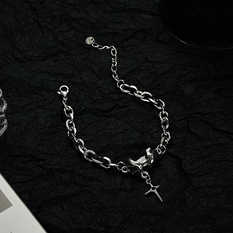 Fashion Exquisite Zircon Star Charm For Women Men Punk Style Star Silver Color Chain Adjustable Bracelet Jewelry Accessories