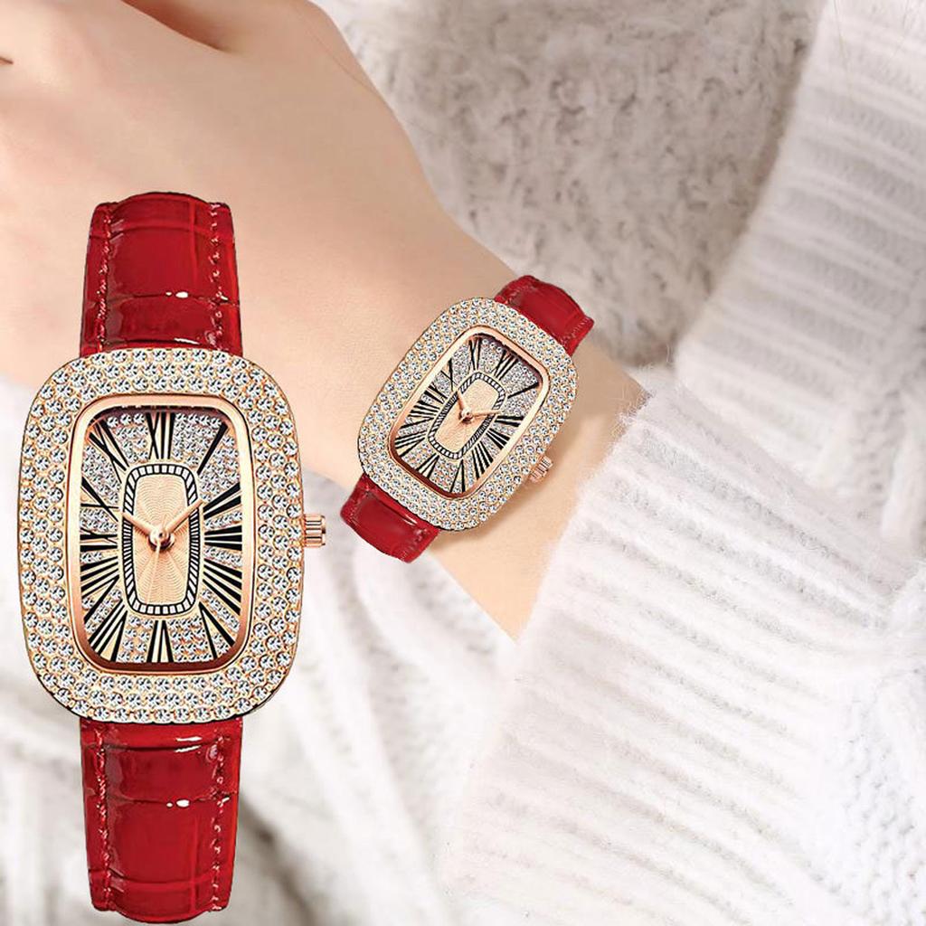 Ladies's Watches, Small Wrist Leather Strap Women Watch, Luxury Diamond Watch, Roman Numeral Battery Watches For Women
